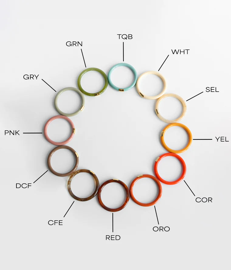 Jonc Bangkok résine colorée bracelet rigide femme détail doré tendance Divinity Sète