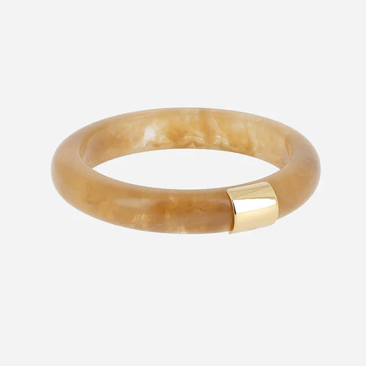 Jonc Brasilia résine marbrée bracelet rigide femme détail doré tendance Divinity Sète
