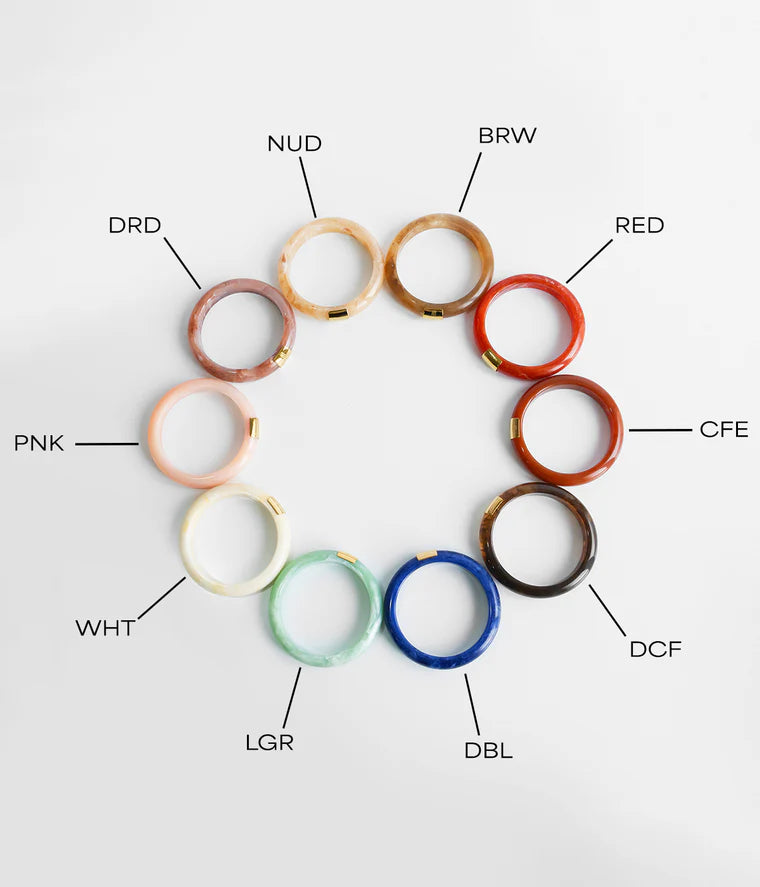 Jonc Brasilia résine marbrée bracelet rigide femme détail doré tendance Divinity Sète