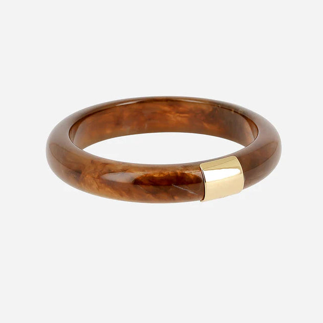 Jonc Brasilia résine marbrée bracelet rigide femme détail doré tendance Divinity Sète