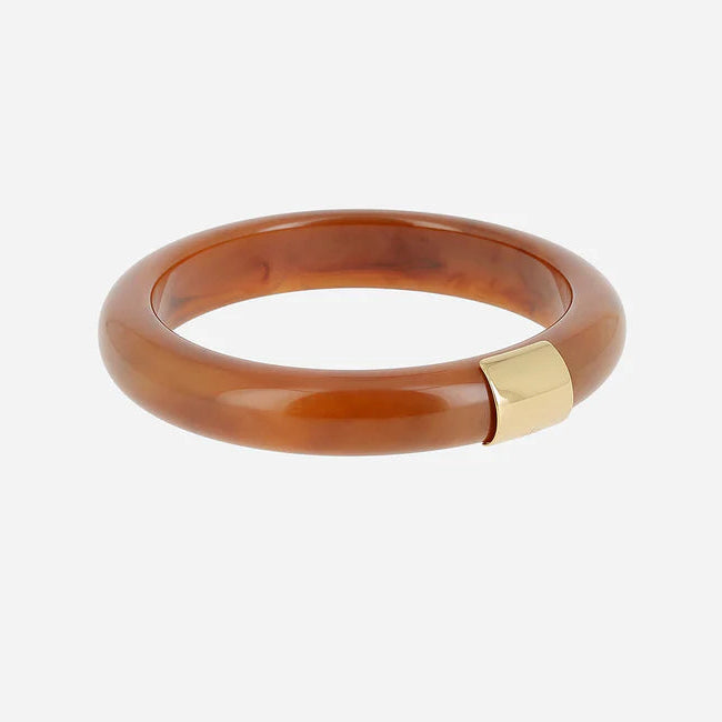 Jonc Brasilia résine marbrée bracelet rigide femme détail doré tendance Divinity Sète