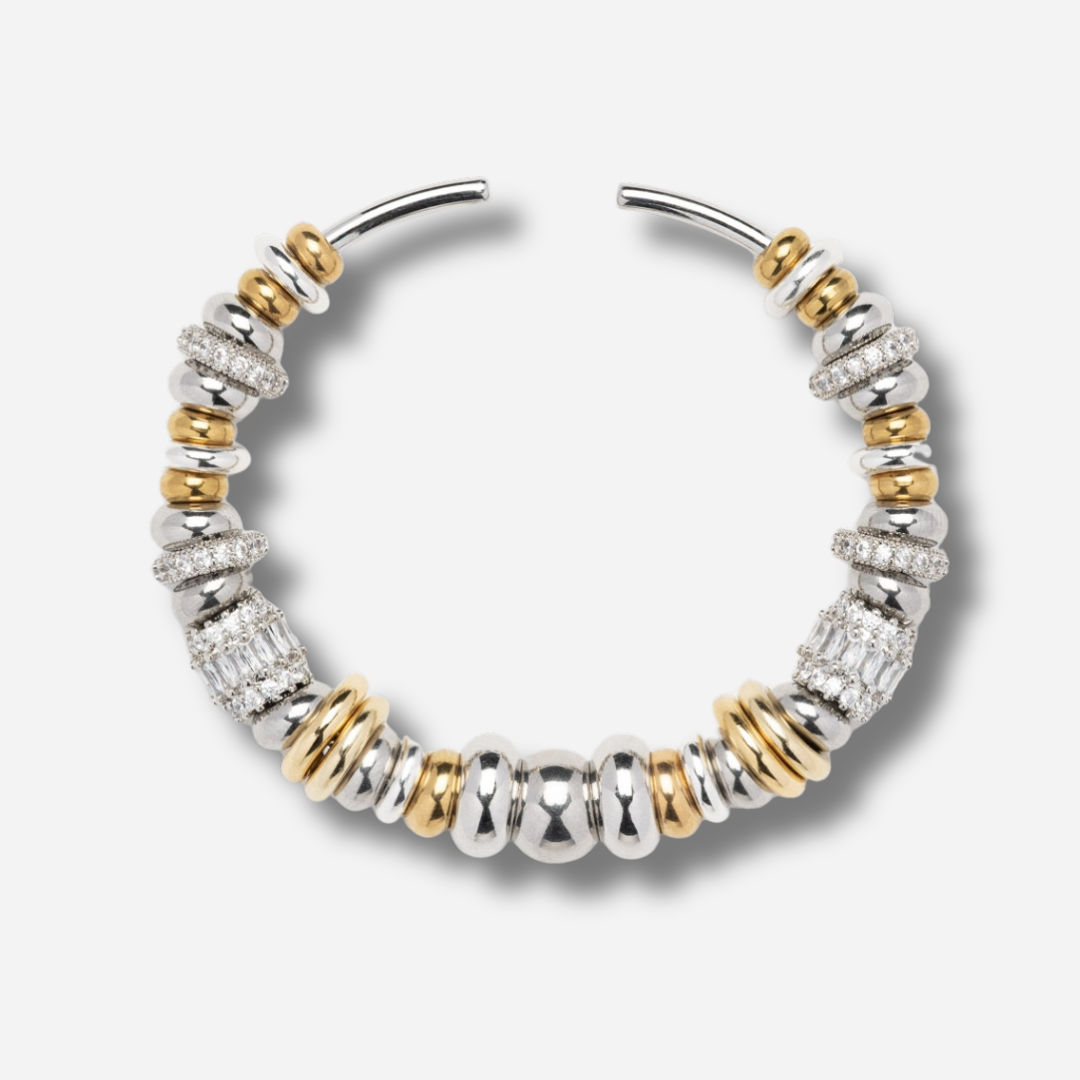 Jonc Bubble Shiny Sigal perles argent doré cristaux