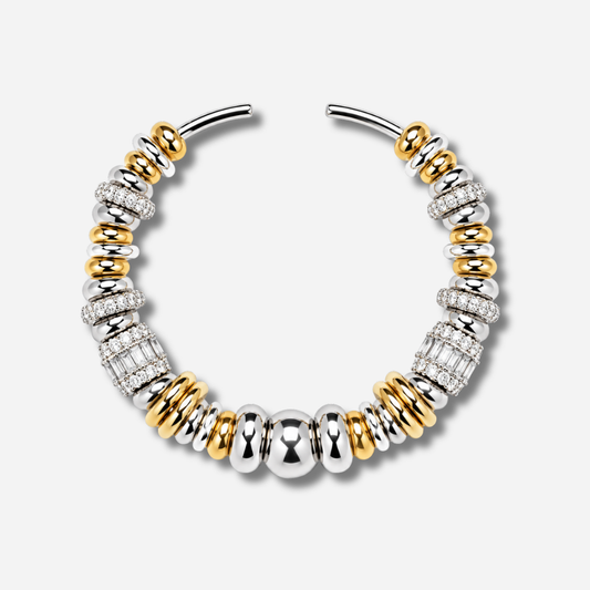 Jonc Bubble Shiny Sigal perles argent doré cristaux