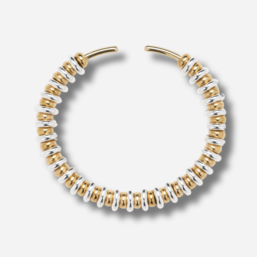 Jonc Eclipse Sigal doré argent perles bracelet rigide