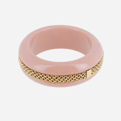 Jonc Flumini résine colorée chaîne dorée bracelet large femme tendance Divinity Sète