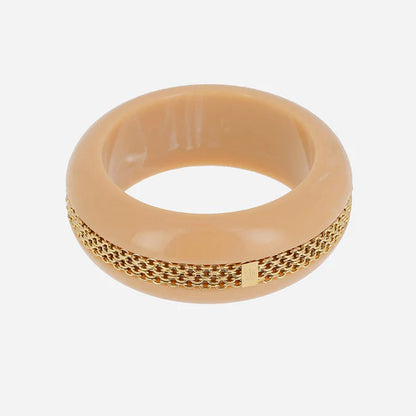 Jonc Flumini résine colorée chaîne dorée bracelet large femme tendance Divinity Sète
