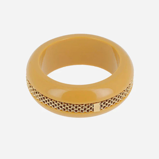 Jonc Flumini résine colorée chaîne dorée bracelet large femme tendance Divinity Sète