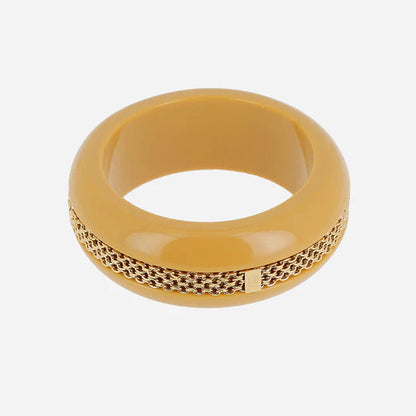 Jonc Flumini résine colorée chaîne dorée bracelet large femme tendance Divinity Sète