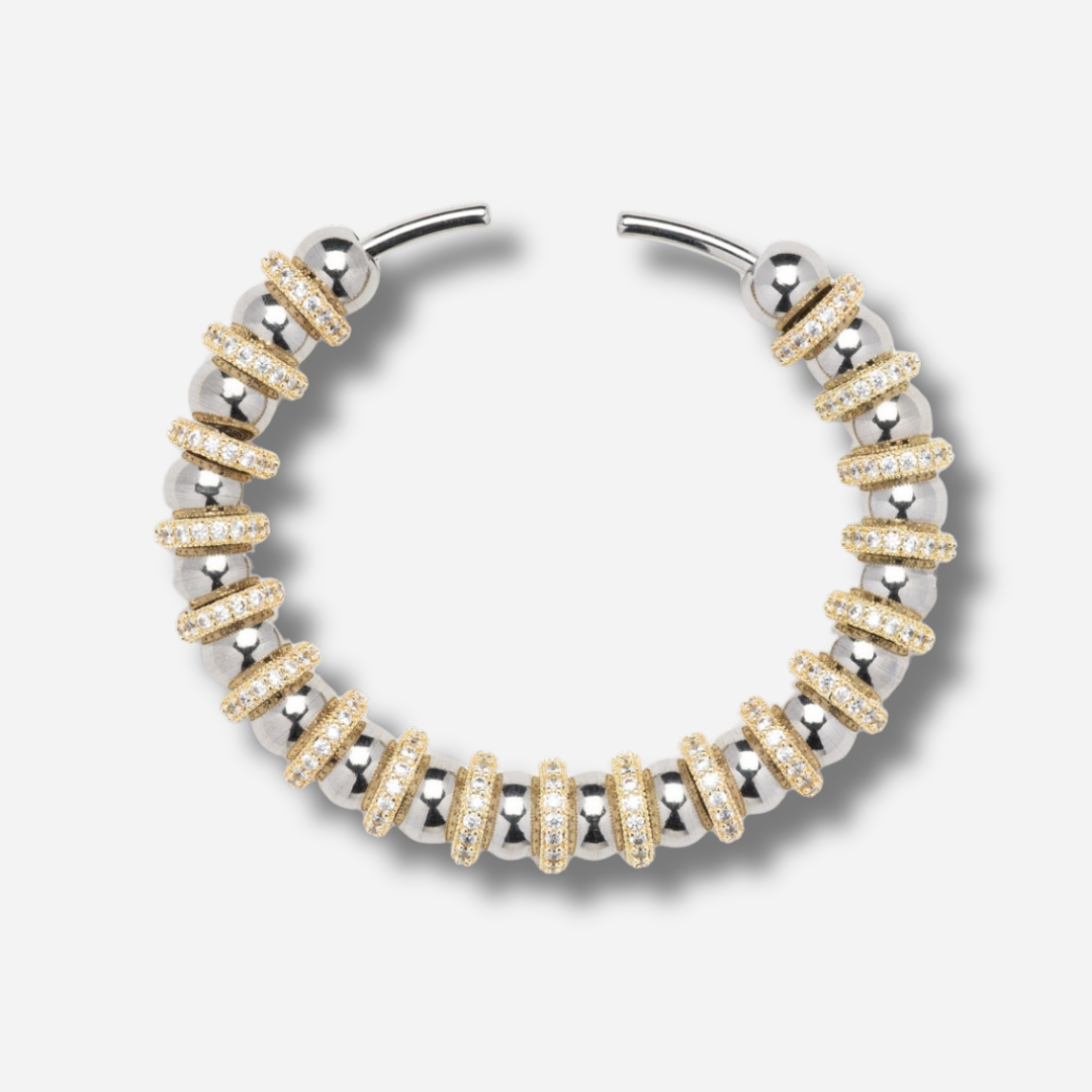 Jonc Olympe Sigal doré argent cristaux bracelet rigide