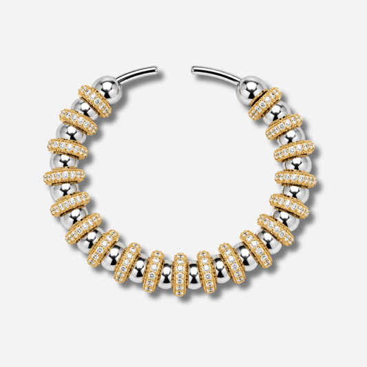 Jonc Olympe Sigal doré argent cristaux bracelet rigide