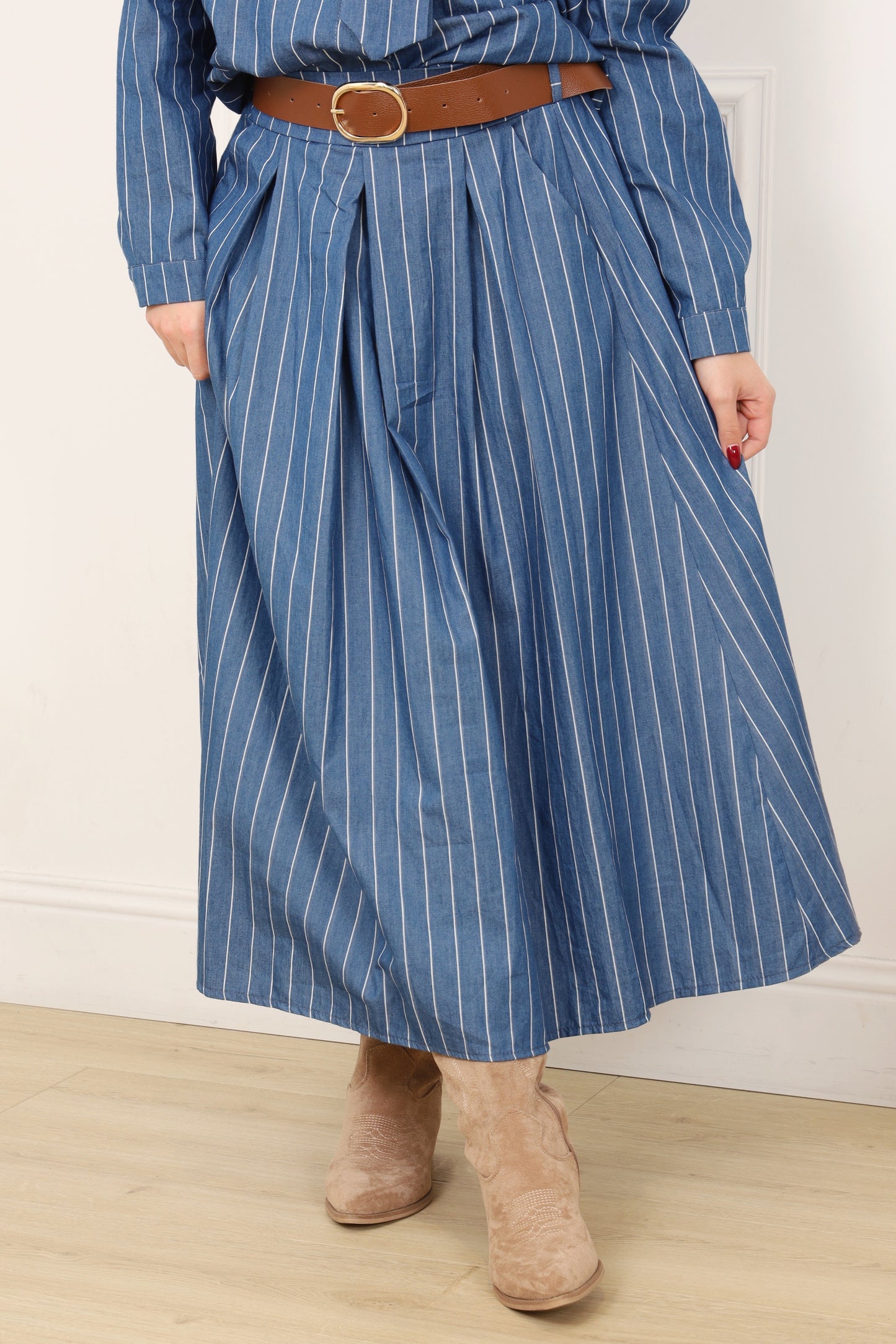 Jupe longue rayée bleu femme fluide Jupe Elene Divinity