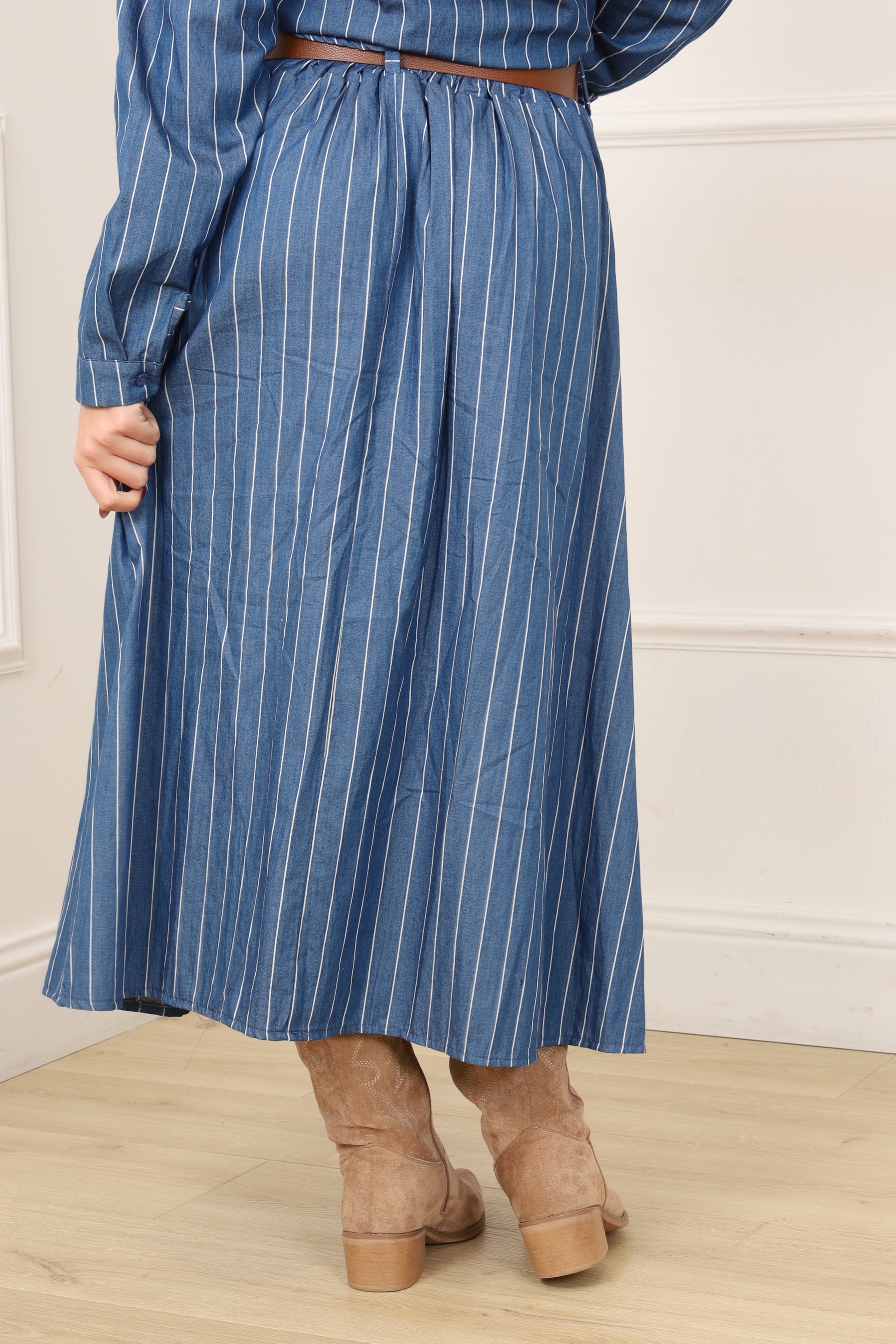 Jupe femme rayée taille élastique vue de dos