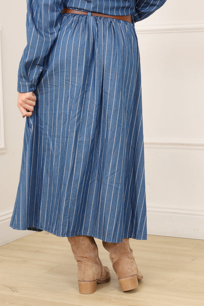 Jupe femme rayée taille élastique vue de dos