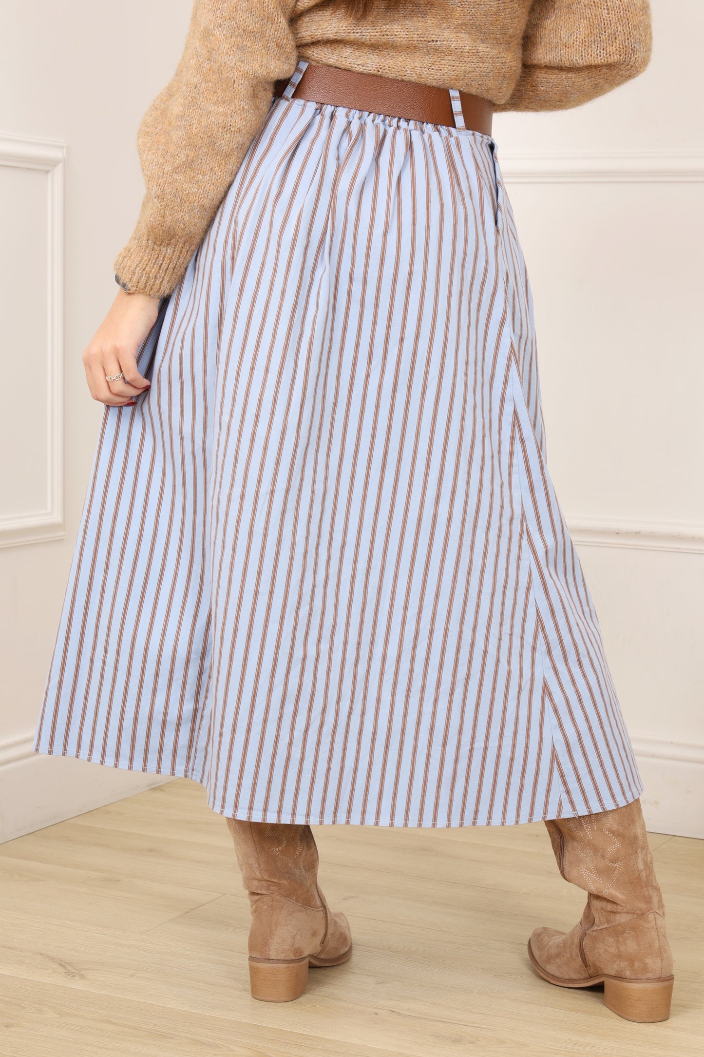 Jupe femme rayée taille élastique vue de dos