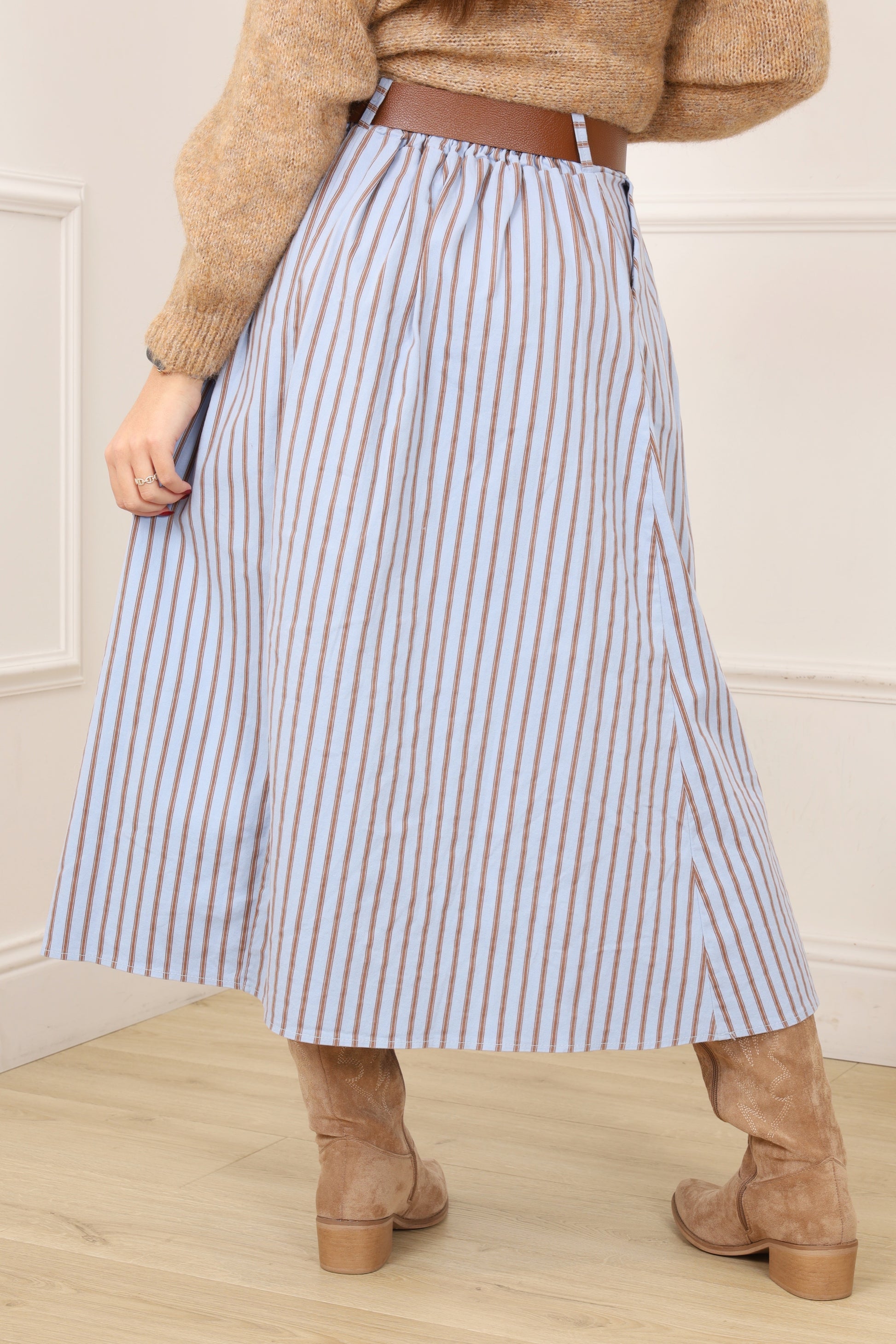 Jupe femme rayée taille élastique vue de dos