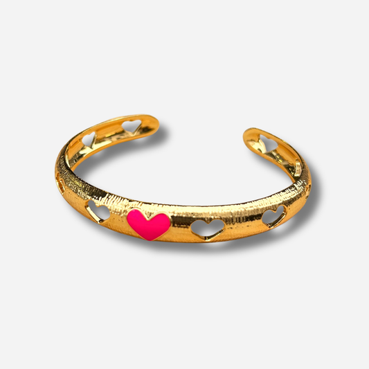 Manchette BAM rose doree bracelet coeur bijou femme modulable