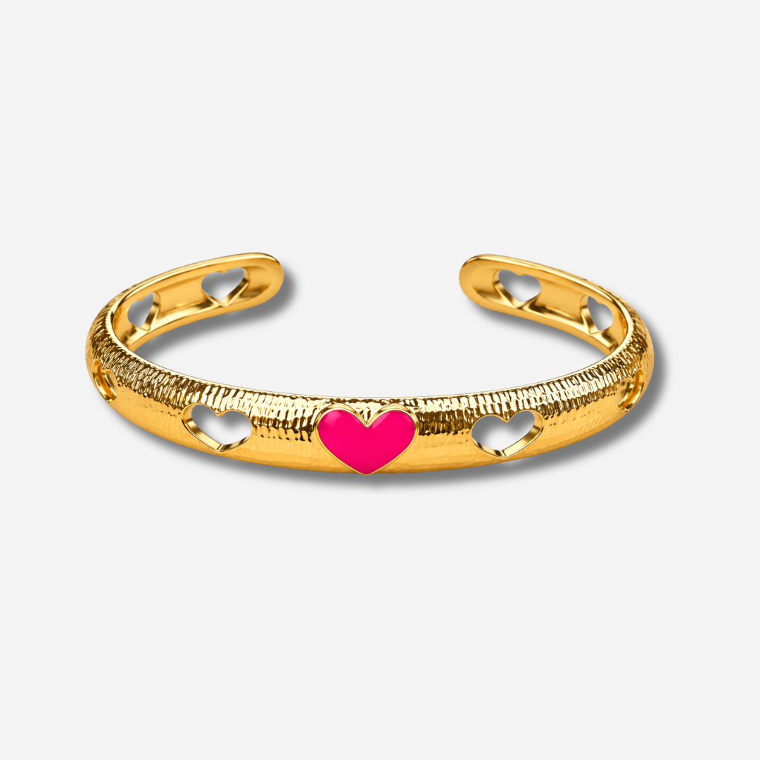 Manchette BAM rose doree bracelet coeur bijou femme modulable
