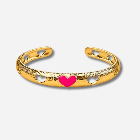 Manchette BAM rose doree bracelet coeur bijou femme modulable