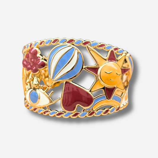 Manchette BOOM neutre doree multicolore bijoux symboles femme