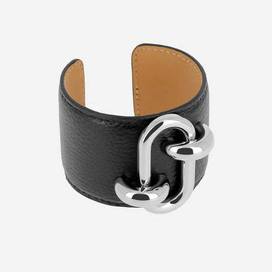 Manchette Cappadoce cuir fermoir maillon bracelet large femme tendance Divinity Sète
