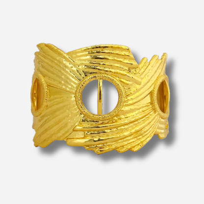 Manchette celeste doree bracelet foulard texture bijou statement