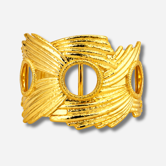 Manchette celeste doree bracelet foulard texture bijou statement