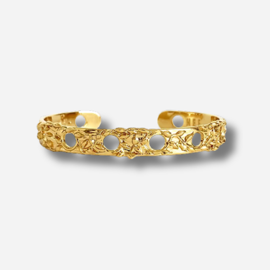 Manchette feerie doree bracelet foulard ajoure floral bijou femme