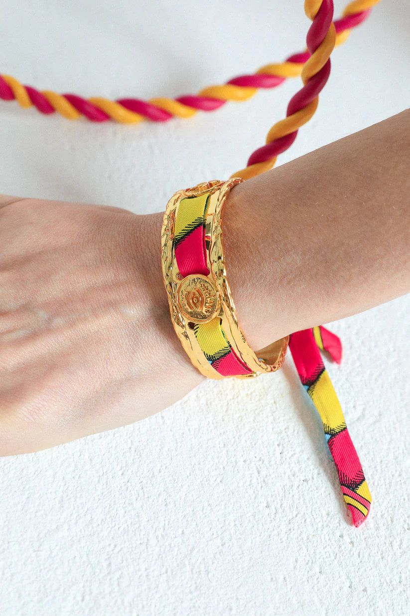 Manchette irma doree bracelet foulard oeil bijou symbolique