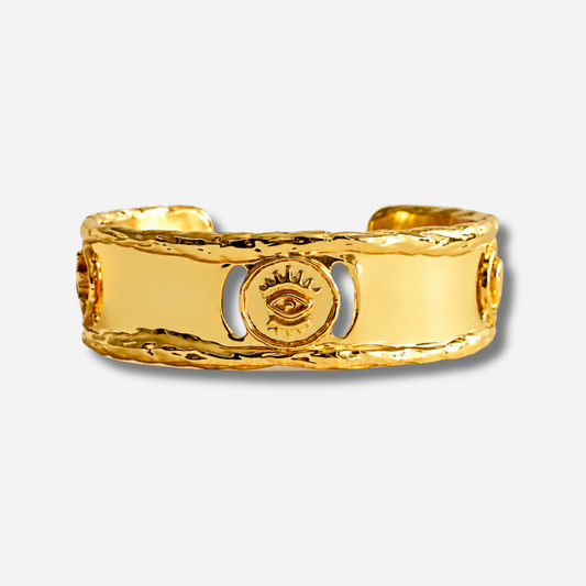 Manchette irma doree bracelet foulard oeil bijou symbolique