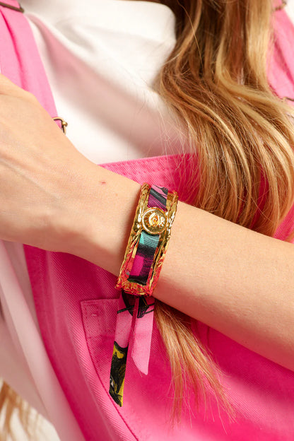 Manchette irma doree bracelet foulard oeil bijou symbolique