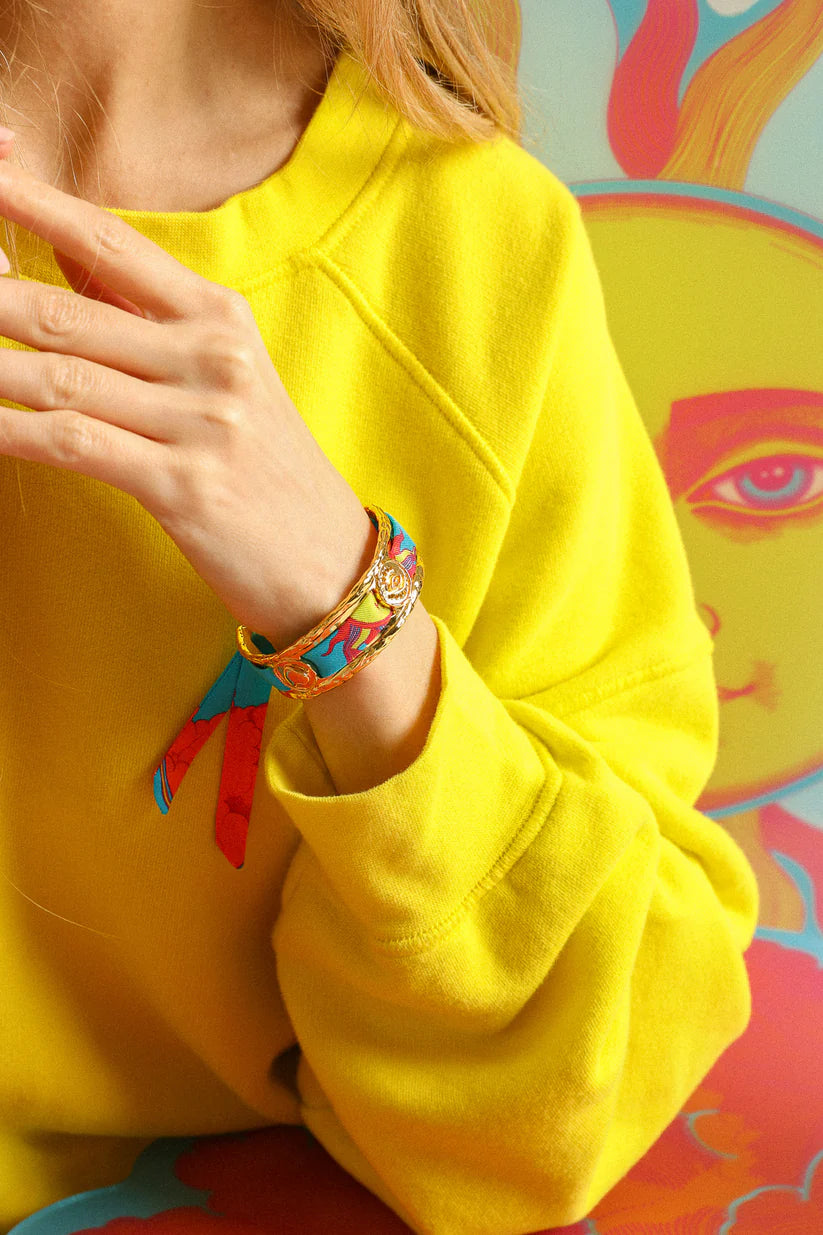 Manchette irma doree bracelet foulard oeil bijou symbolique