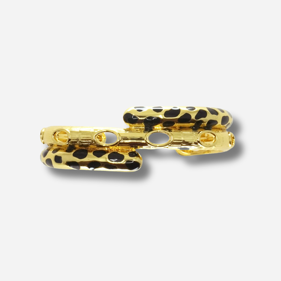 Manchette Léopard Gold An-née bracelet doré motif léopard noir

