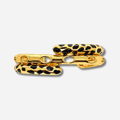 Manchette Léopard Gold An-née bracelet doré motif léopard noir
