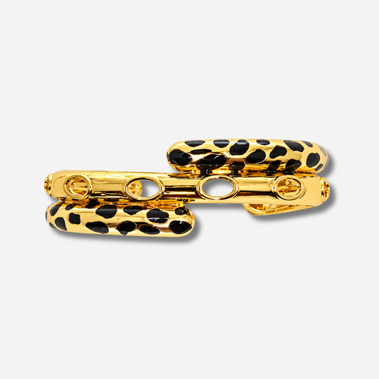 Manchette Léopard Gold An-née bracelet doré motif léopard noir
