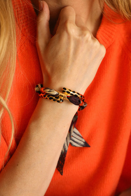 Manchette Léopard Gold An-née bracelet doré motif léopard noir
