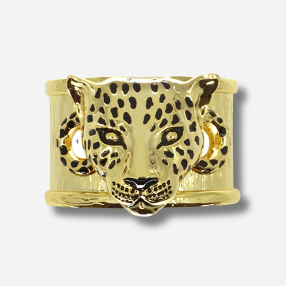 Manchette Léopard XL Gold An-née dorée avec tête de léopard
