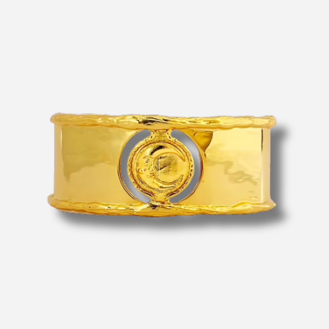Manchette lune doree bracelet foulard bijou symbolique femme