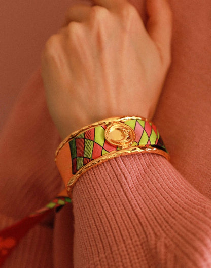 Manchette lune doree bracelet foulard bijou symbolique femme