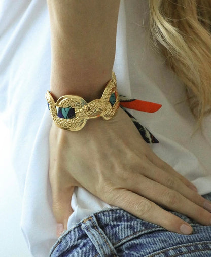 Manchette serpent Annee doré argent manchette interchangeable femme
