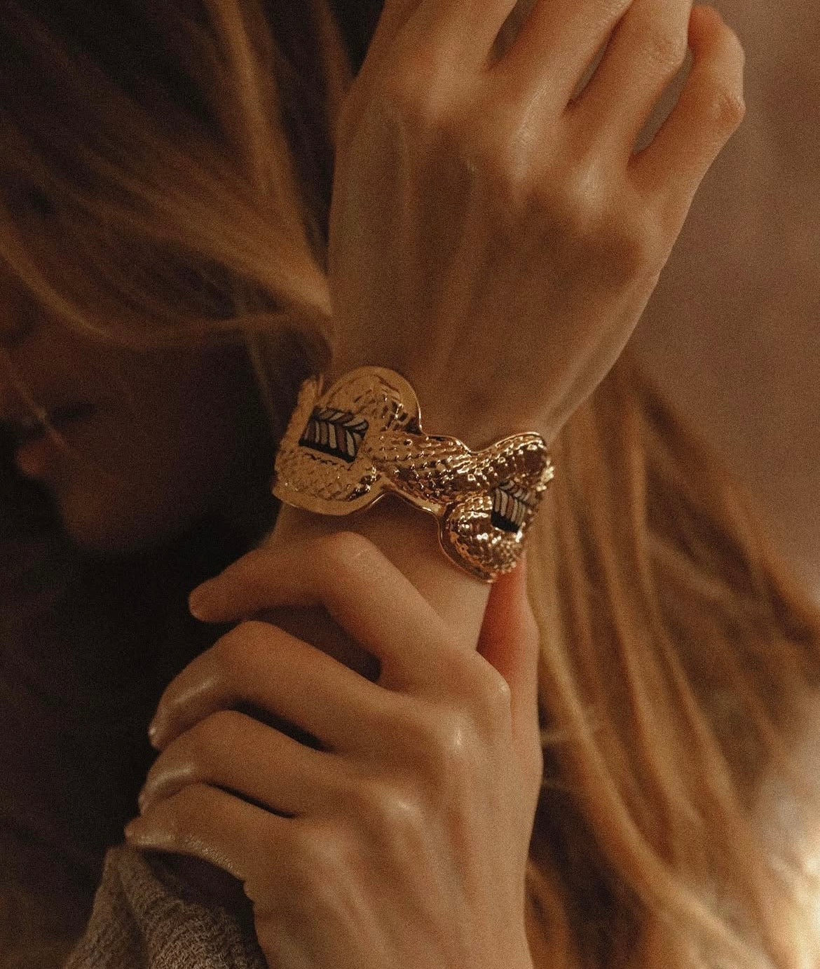 Manchette serpent Annee doré argent manchette interchangeable femme