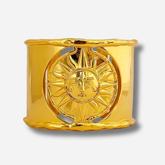 Manchette soleil doree bracelet foulard bijou lumineux