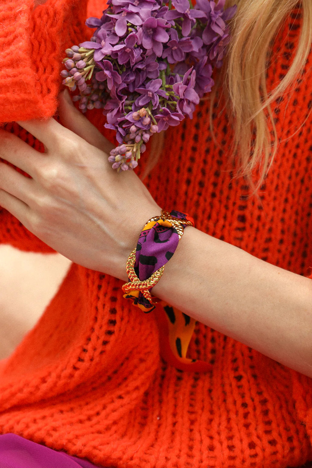 Bijou manchette effet chaine doree accessoire femme