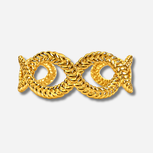 Manchette tresse doree bracelet foulard effet chaine bijou femme