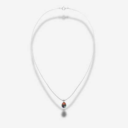 Collier N3311 Ovale Multipierres Harpo en argent massif avec pendentif ovale composé d’une mosaïque de pierres naturelles colorées sur chaîne liquid silver.