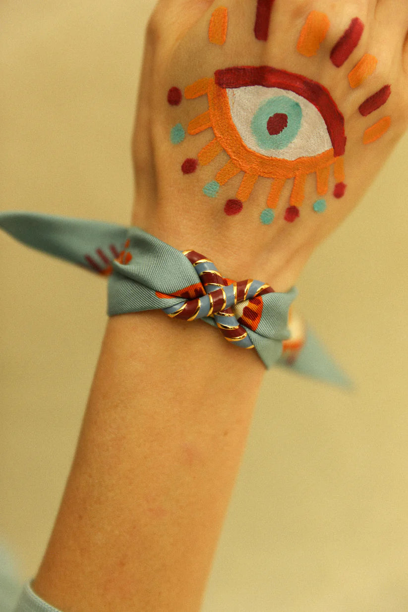 Ornement BIM Annee bordeaux bleu dore accessoire foulard bracelet