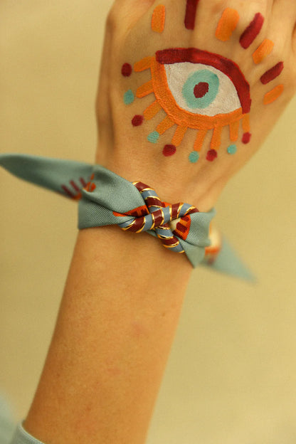 Ornement BIM Annee bordeaux bleu dore accessoire foulard bracelet