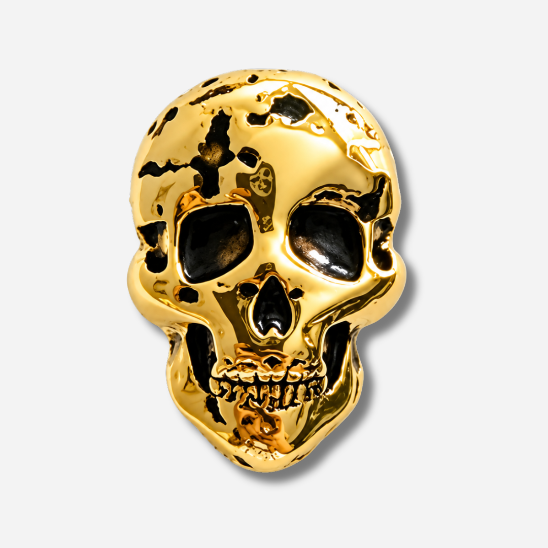 Ornement Pirate Gold tête de mort dorée An-née pour ruban
