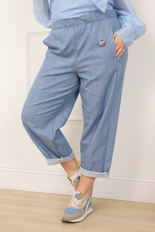 Pantalon rose femme fluide taille élastique Pantalon Alana Divinity