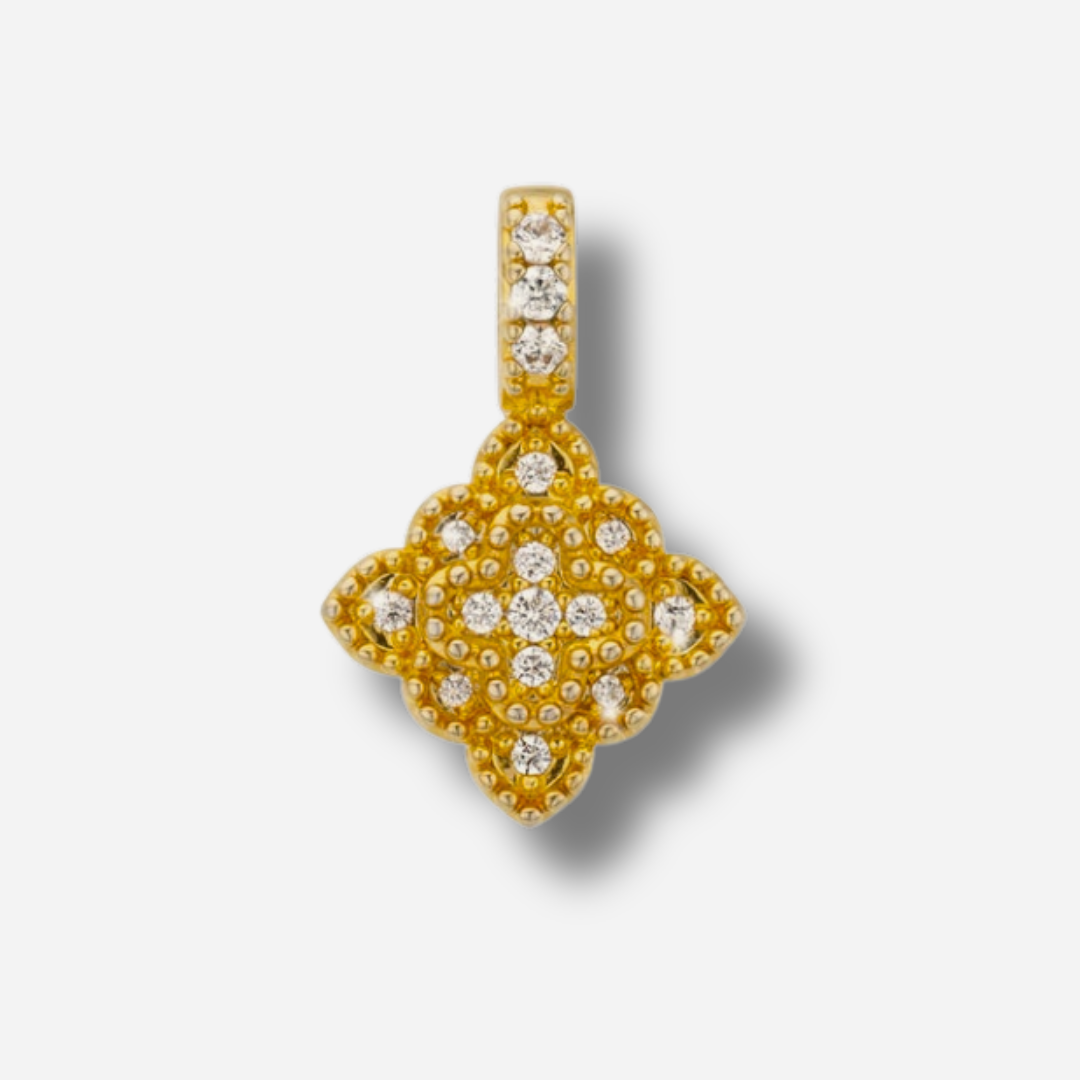 Pendentif Bella Gold MYA BAY fleur dorée sertie de strass
