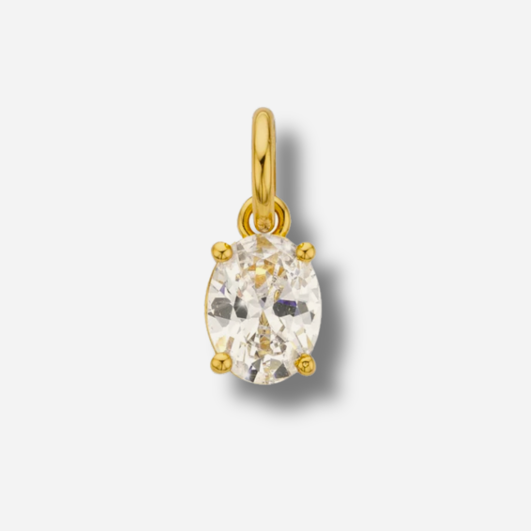 Pendentif Little Oval Gold MYA BAY pierre ovale blanche
